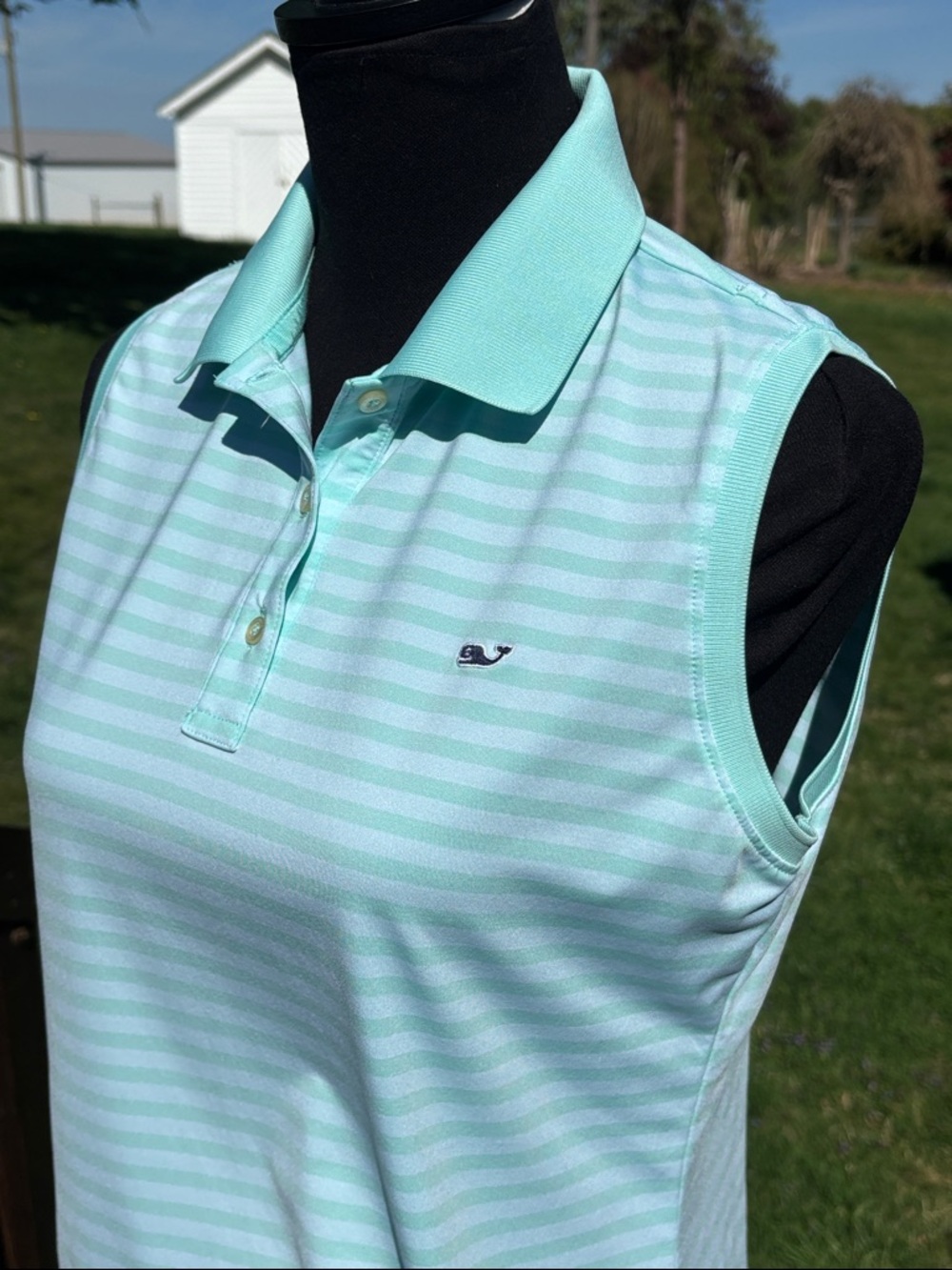 -Vineyard Vines Performance Sleeveless Polo Mint Green Stripe Golf Tennis Small - Picture 4 of 9